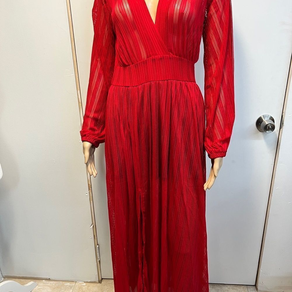 Ruby Red Veil Maxi Dress MEDIUM SIZE - Picture 7 of 10